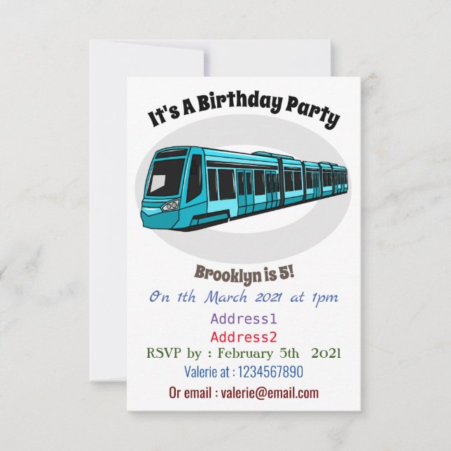 Convites Ilustração de desenho animado de locomotiva elétri (Frente)