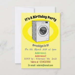 Convites Ilustração de desenho animado de máquina de lavar