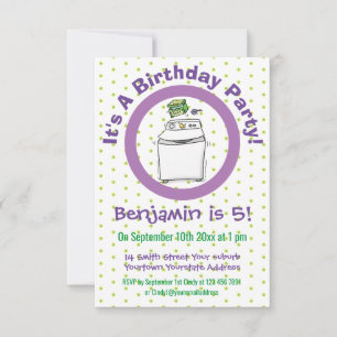 Convites Ilustração de desenho animado de máquina de lavar 