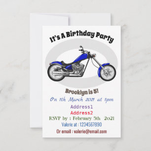 Convites Ilustração de desenho animado de motocicleta Chopp