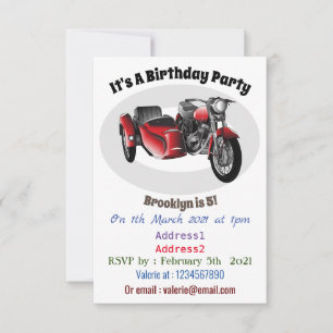 Convites Ilustração de desenho animado de motociclo Sidecar