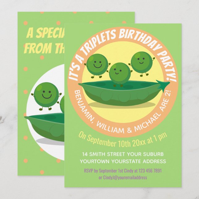 Convites Ilustração de desenho animado de três cúpulas (Frente/Verso)