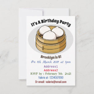 Convites Ilustração de desenho animado Dim sum