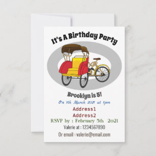 Convites Ilustração de desenho animado do rickshaw Pedicab
