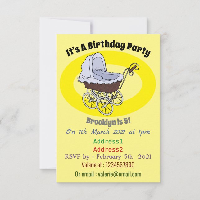 Convites Ilustração de desenho animado do stroller (Frente)