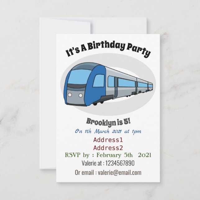 Convites Ilustração de desenho do comboio elétrico (Frente)