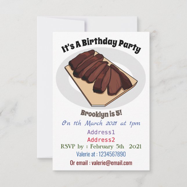 Convites Ilustração de desenho do peito de carne (Frente)