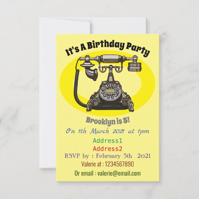 Convites Ilustração de desenho telefônico (Frente)