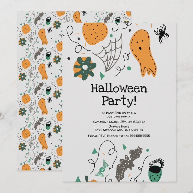 Convites Ilustração de Fantasma de Fantasia de Halloween (Frente/Verso)