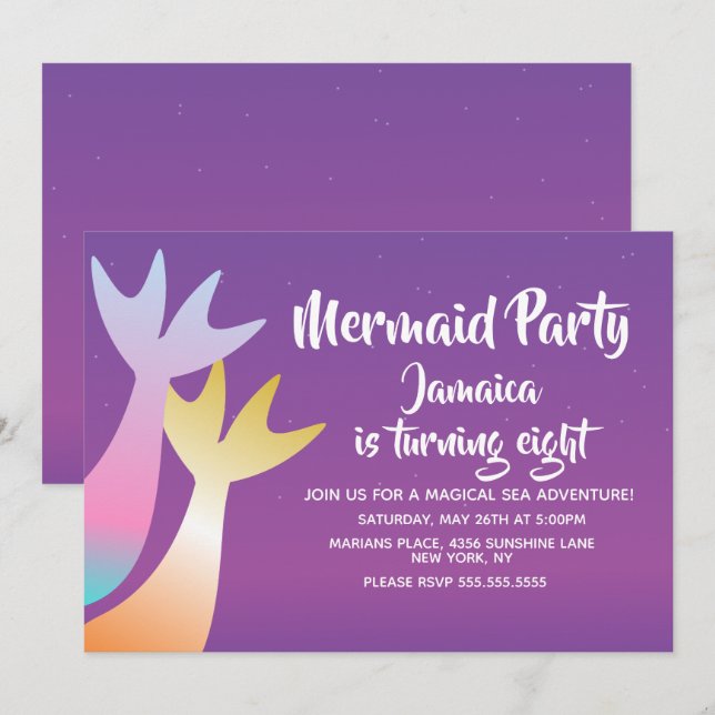Convites Ilustração de festa de aniversário de menina com e (Frente/Verso)