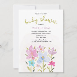 Convites Ilustração de flor selvagem com moderna cor aquáti