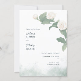 Convites Ilustração de flores de Jasminum minimalista branc