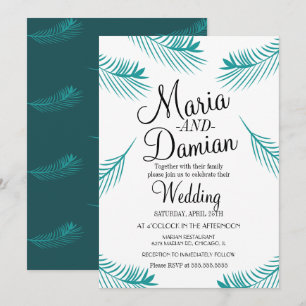 Convites Ilustração de Folha de Palmeira Tropical Casamento
