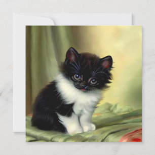Convites Ilustração de Gatinho de Smoking Antigo