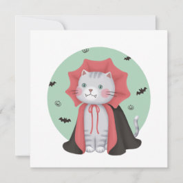 Convites Ilustração de Halloween: Gato de Vampiro