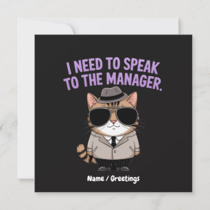 Convites Ilustração de Humor de Gato de Gerente Engraçado