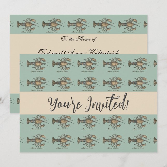 Convites Ilustração de Lagosta Madeira Antica (Frente/Verso)