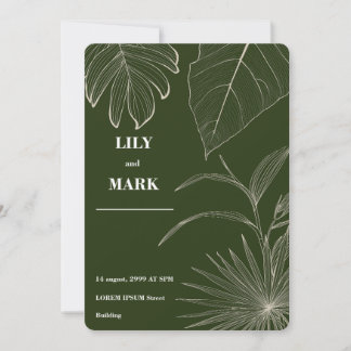 Convites Ilustração de linha de plantas tropicais.