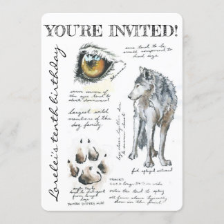 Convites Ilustração de Lobo Canis Lupus Personalizada Convi