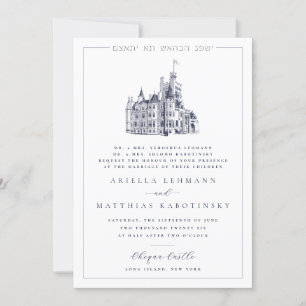 Convites Ilustração de Local de Casamento em Castelo Elegan