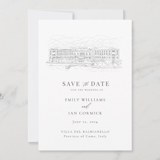 Convites Ilustração de Local Personalizado Save the Date co (Frente)