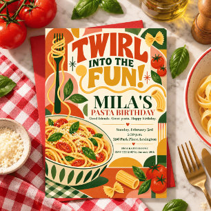Convites Ilustração de macarrão Ciao Pasta Birthday Italian