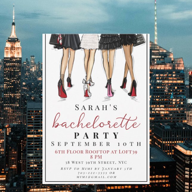 Convites Ilustração de Moda Bachelorette Nova Iorque (Criador carregado)