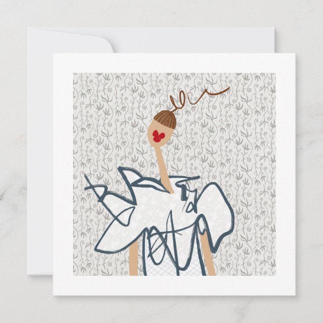 Convites Ilustração de Moda de Menina Engraçada (Frente)