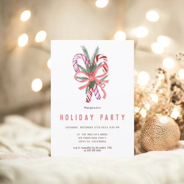 Convites Ilustração de Natal de Mistura de Candy (Candy cane cute mistletoe Christmas illustration Invitation)