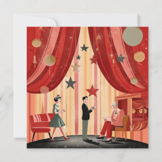 Convites Ilustração de Natal Retroativa com pessoas