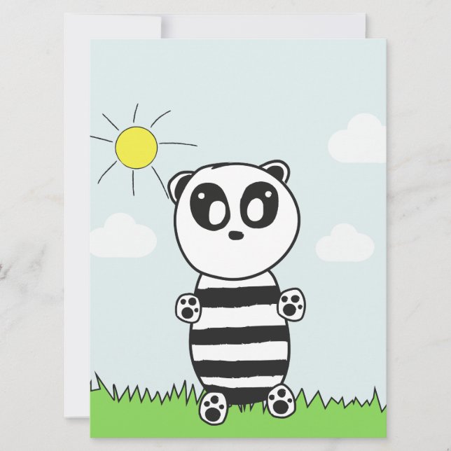 Convites Ilustração de Panda Fofo (Frente)