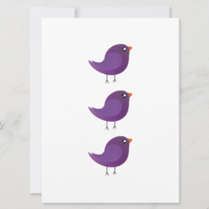 Convites Ilustração de Pequeno Pássaro Roxo Fofo