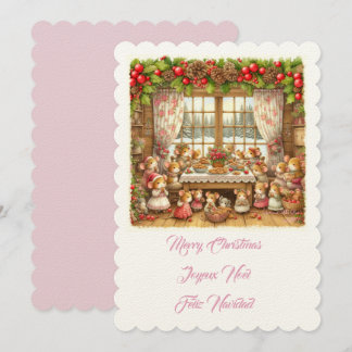 Convites Ilustração de ratos da família Feliz Natal