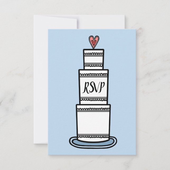 Convites Ilustração de RSVP de Bolo de Casamento Personaliz (Frente)