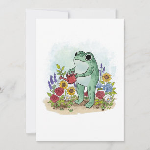 Convites Ilustração de Sapo Caprichoso em Jardim de Flores