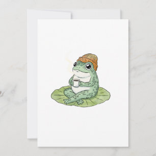 Convites Ilustração de Sapo Cottagecore Bebendo Café