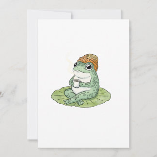 Convites Ilustração de Sapo Cottagecore Bebendo Café
