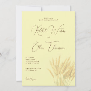 Convites Ilustração de Trigo Creme Elegante