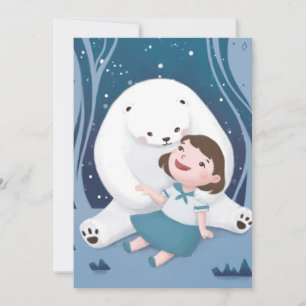 Convites Ilustração de Urso Polar e Criança