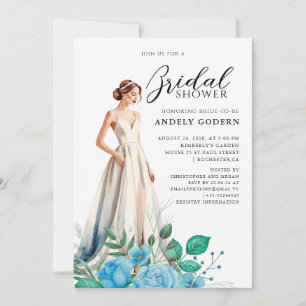 Convites Ilustração de vestido elegante com chá de noiva