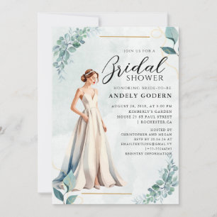 Convites Ilustração de vestido elegante com chuveiro de noi