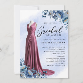 Convites Ilustração de Vestido Elegante com Chuveiro de Noi