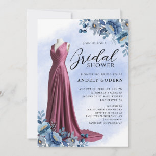 Convites Ilustração de Vestido Elegante com Chuveiro de Noi