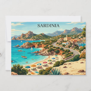 Convites Ilustração de Viagem pela Sardenha Itália Vintage