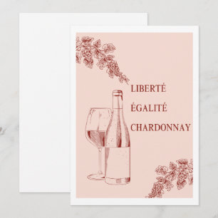 Convites Ilustração de Vinho Engraçado Liberté Égalité Char