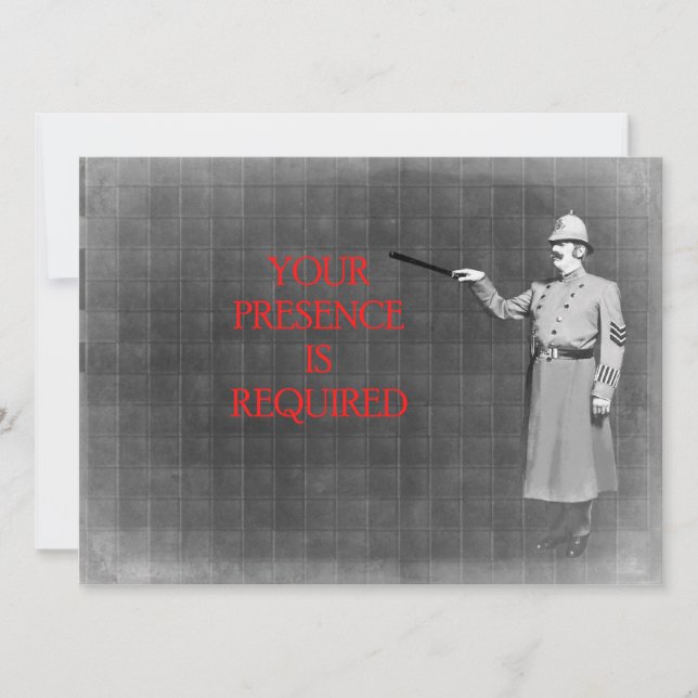 Convites Ilustração de Vintage Police Man (Frente)