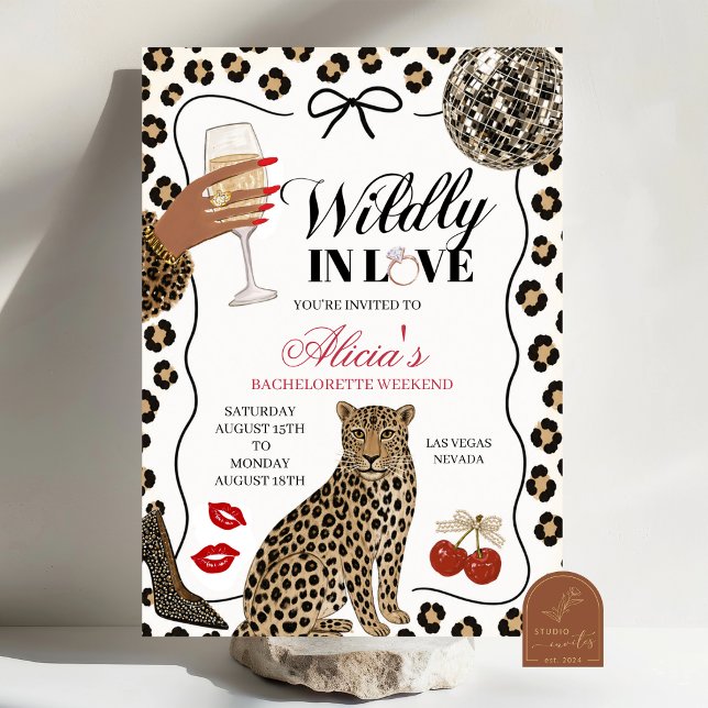 Convites Ilustração Desenhada à Mão Leopardo Perdidamente A (Criador carregado)