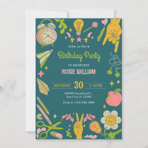 Convites Ilustração do Teen y2k de volta ao aniversário da 