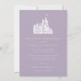 Convites Ilustração Elegante Casamento no Castelo Lavanda