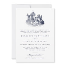 Ilustração Formal de Casamento no Castelo Elegante
